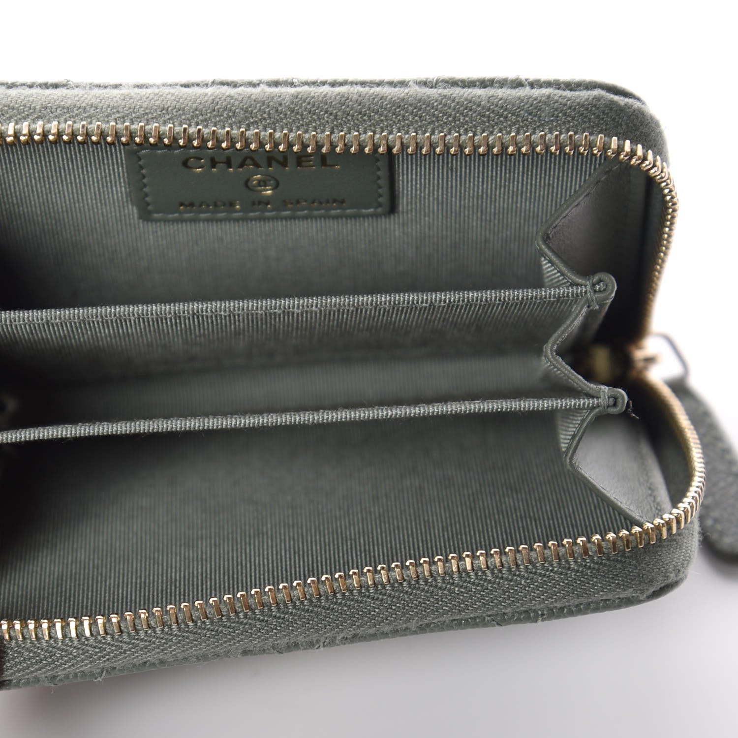 Chanel Iridescent Caviar Quilted Zip Coin Purse Green 5 of 10