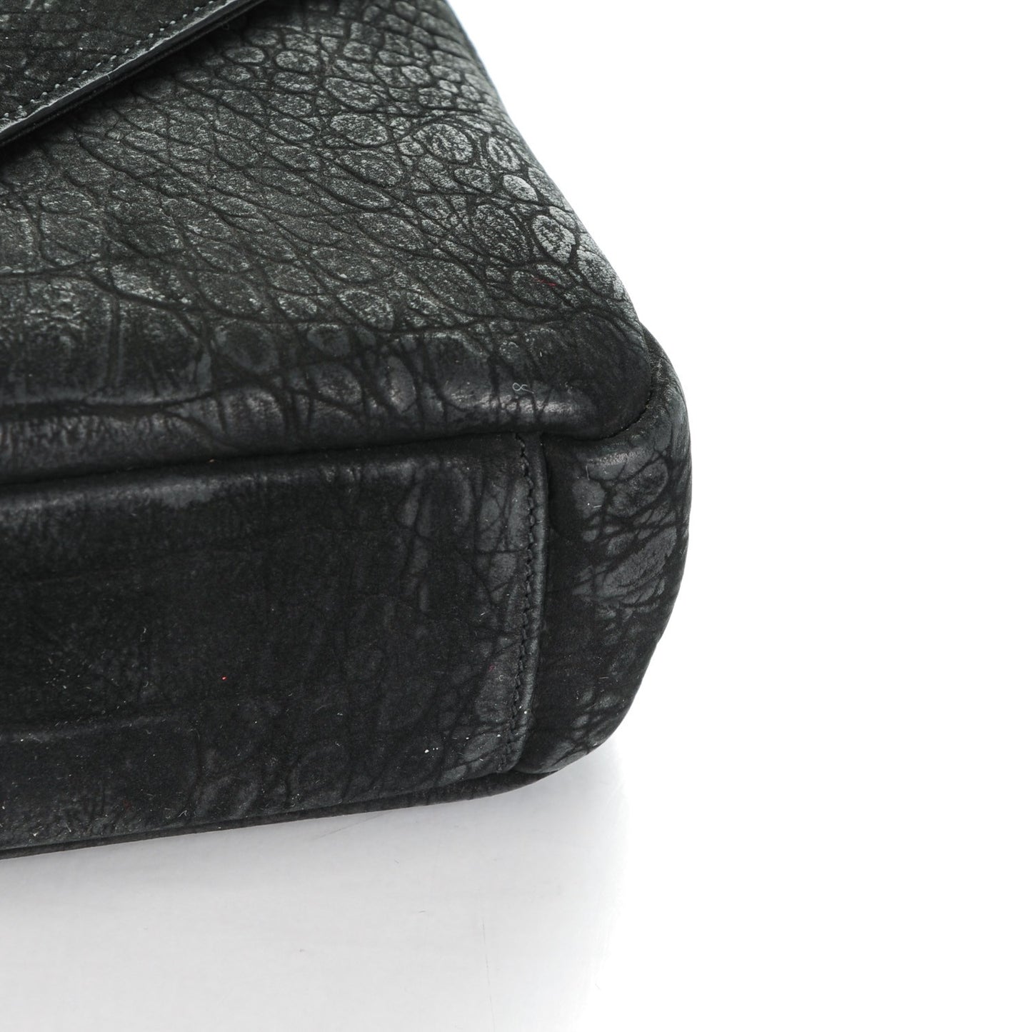 Crocodile Embossed Nubuck Monogram Medium College Satchel Black