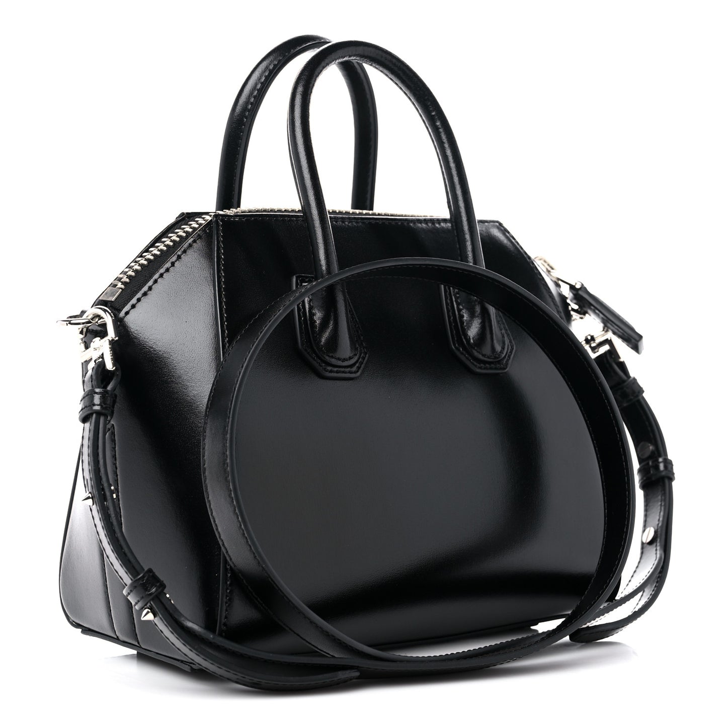 Shiny Lord Calfskin Mini Antigona Black
