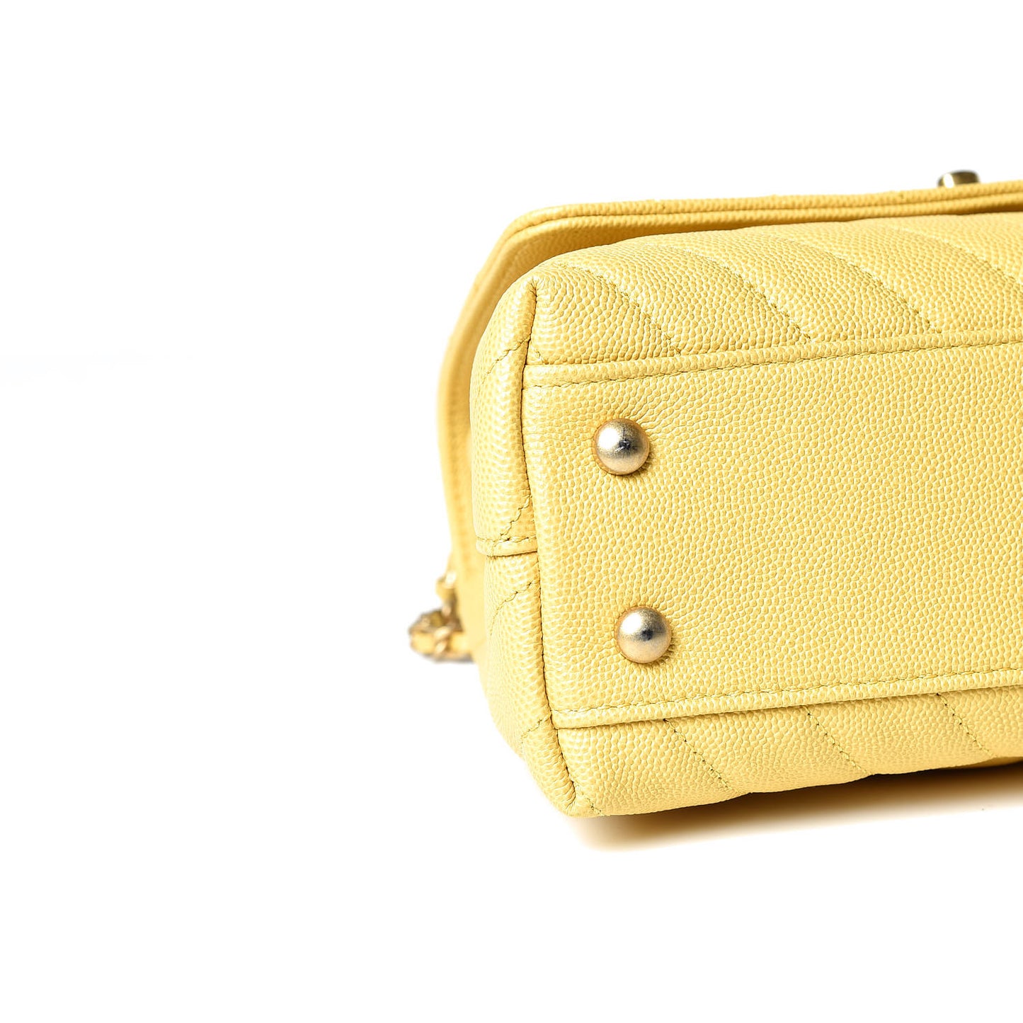Caviar Chevron Quilted Mini Coco Handle Flap Yellow