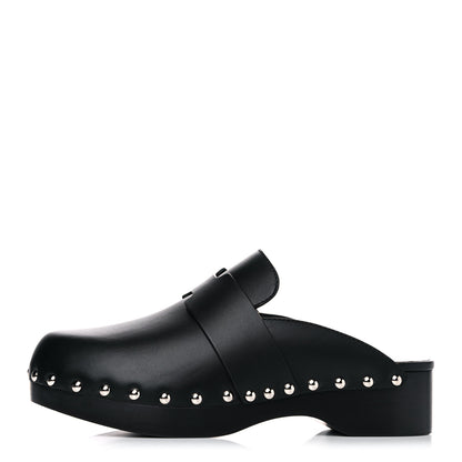 Hermes Calfskin Calya Mules 36 Black 1 of 9