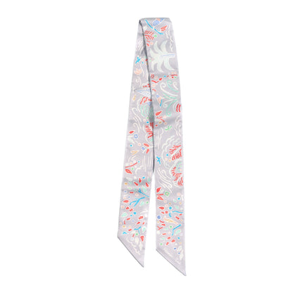Hermes Silk Isola Di Primavera Twilly Gris Perle Grenadine 2 of 3