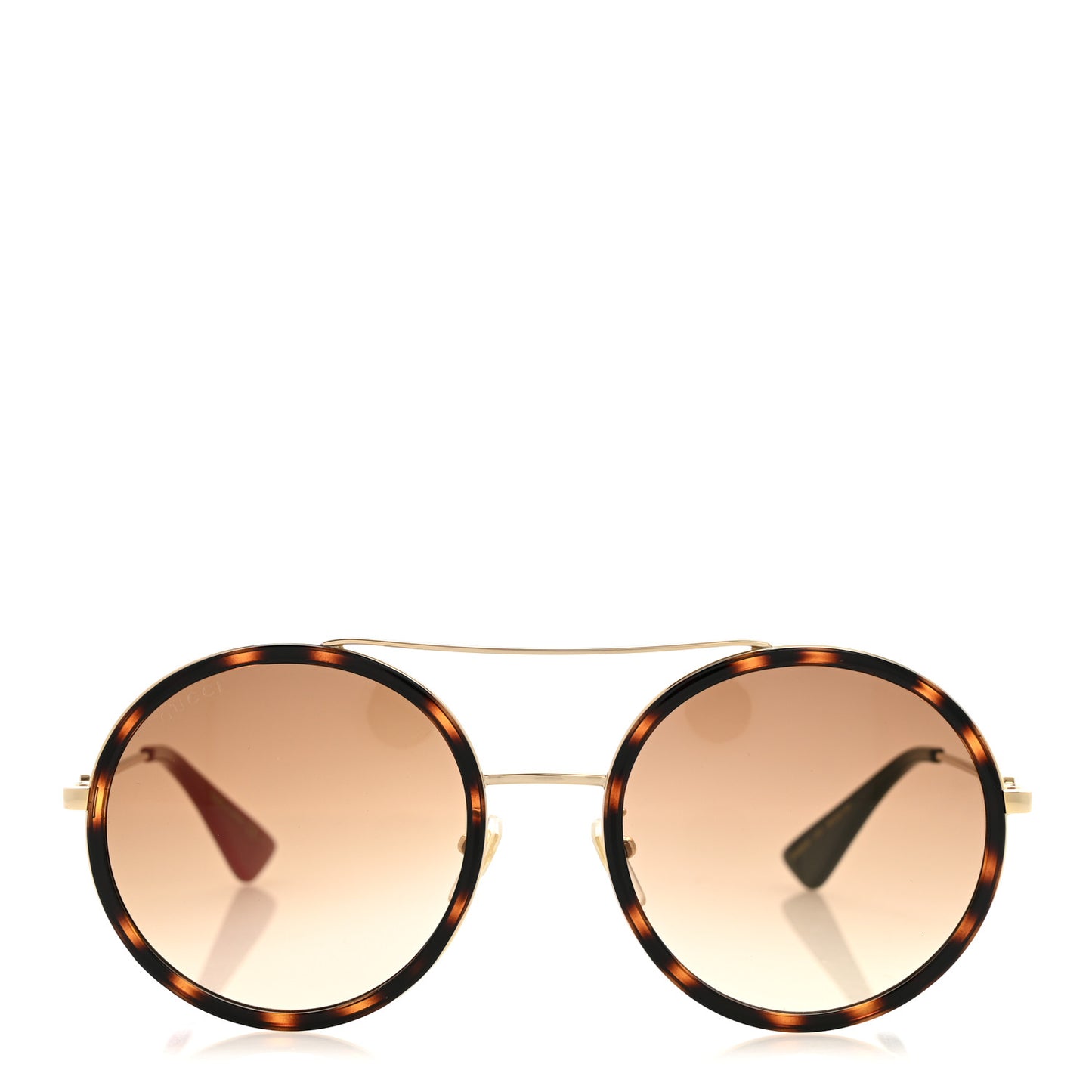 Metal Round Frame Sunglasses GG0061S Green Red Tortoise