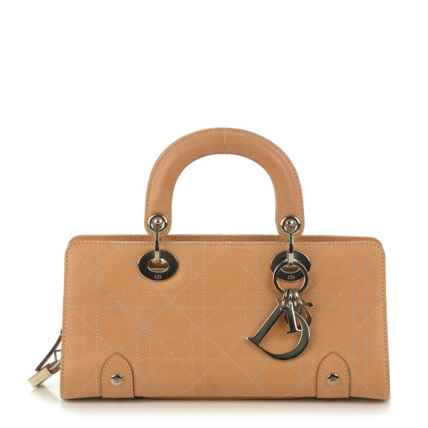 Calfskin Cannage Stitched Small East West Lady Dior Camel