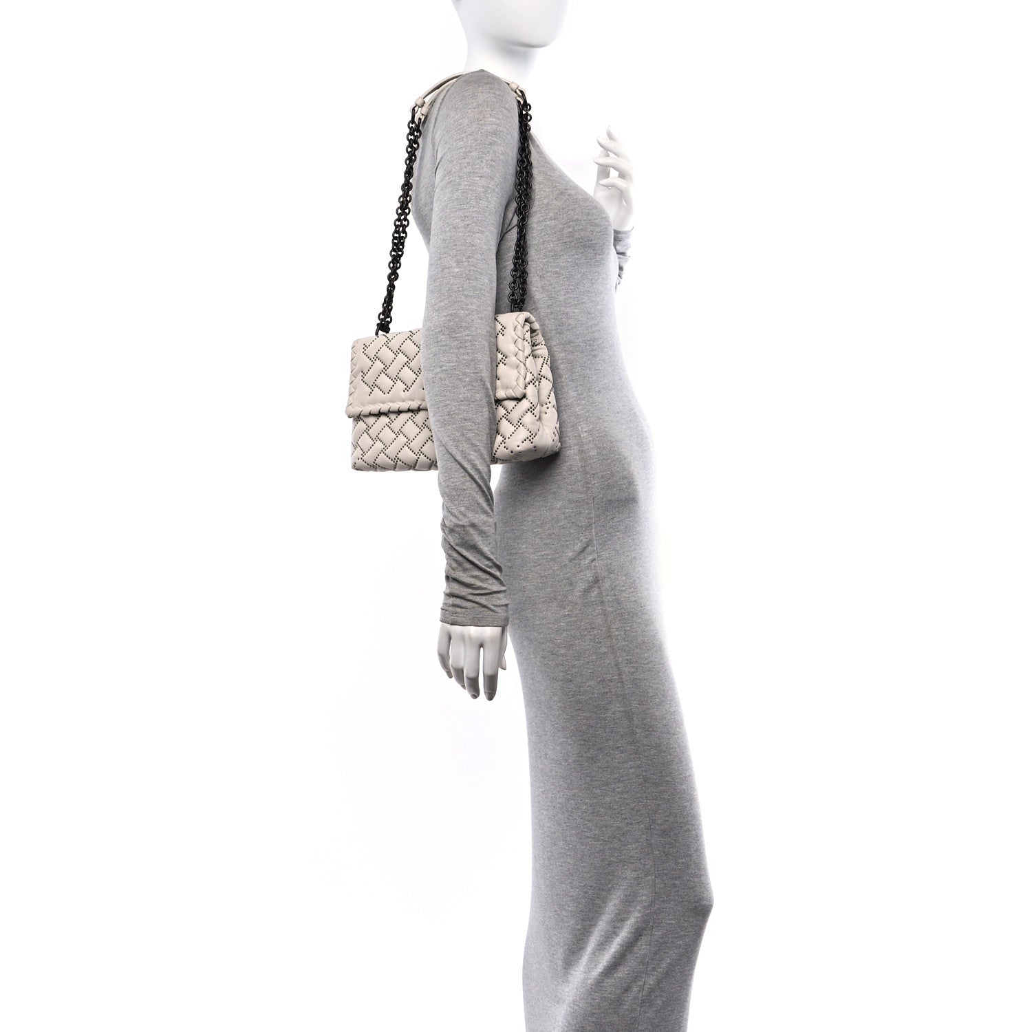 Bottega Veneta Nappa Intrecciato Microstuds Small Olimpia Shoulder Bag Plaster 2 of 10