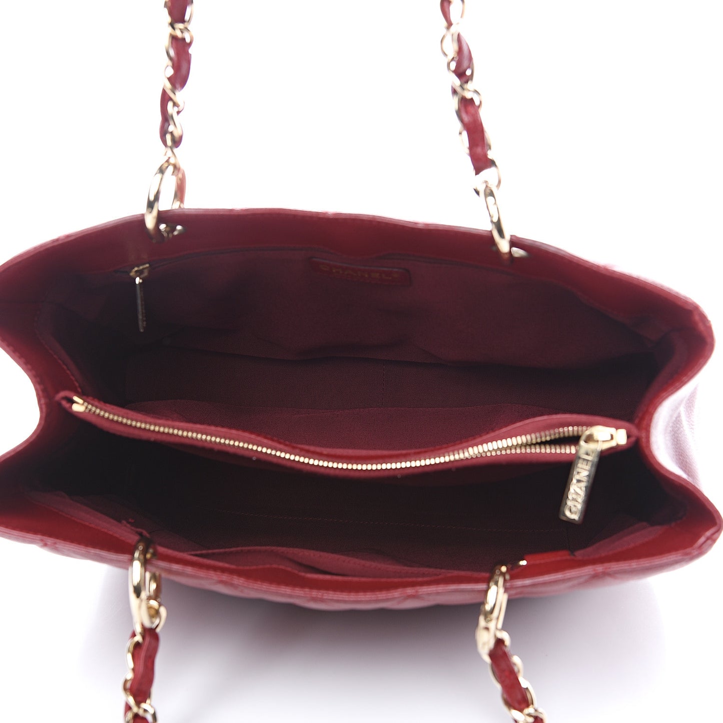 Caviar Quilted Grand Shopping Tote GST Dark Red