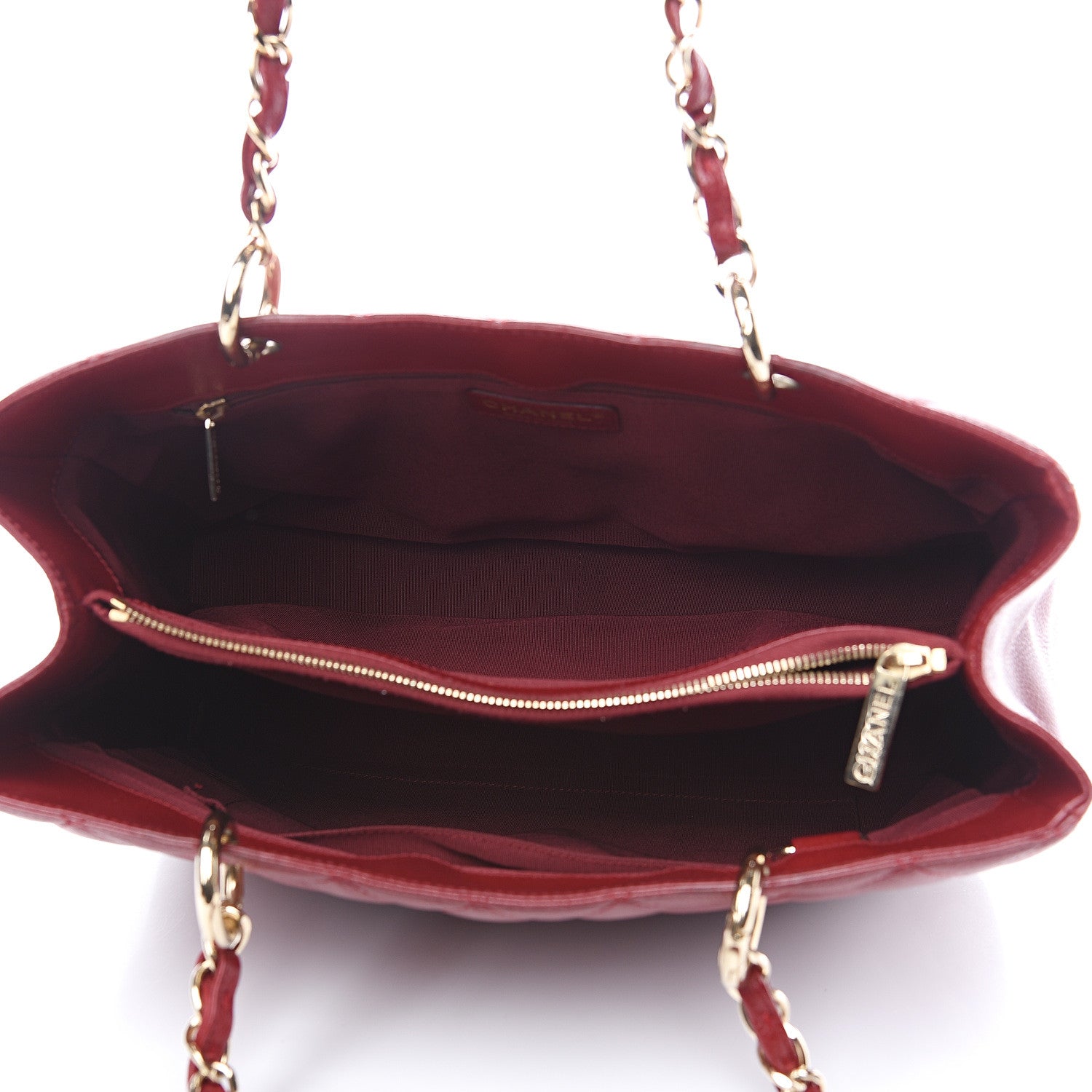 Chanel Caviar Quilted Grand Shopping Tote GST Dark Red 4 of 13