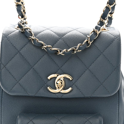 Chanel Shiny Caviar Quilted Small Duma Pockets Drawstring Backpack Blue 8 of 10