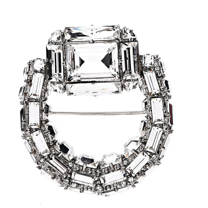 Gucci Metal Crystal Brooch Silver 1 of 2