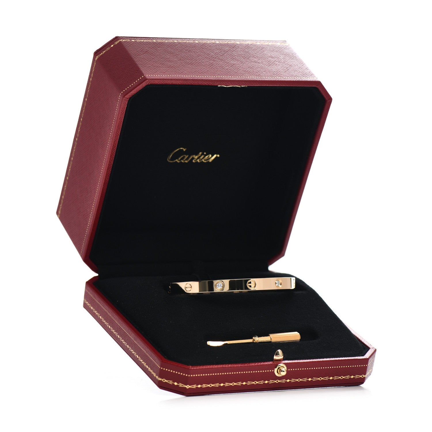 Cartier 18K Yellow Gold 4 Diamond LOVE Bracelet 19 7 of 7