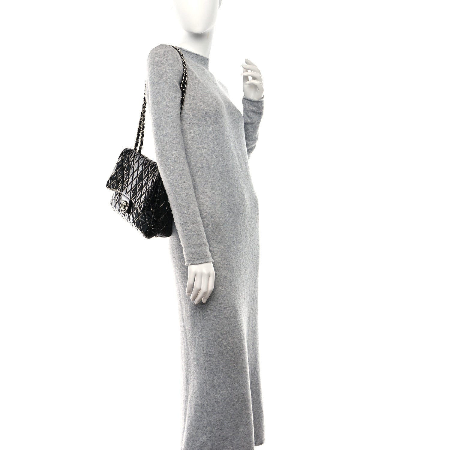 Chanel Patent Quilted Jumbo Single Flap Black 2 of 11