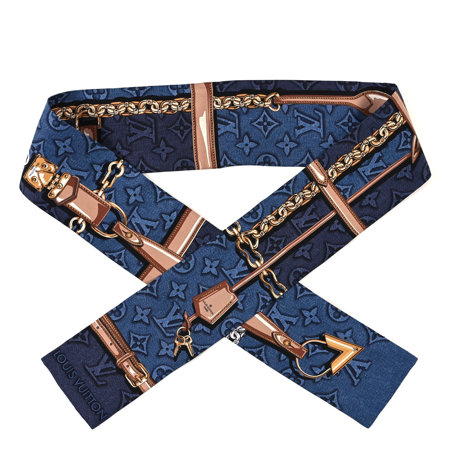 Louis Vuitton Silk Denimgram Confidential Bandeau Denim Blue 1 of 3