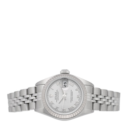 Rolex Stainless Steel 18K White Gold 26mm Oyster Perpetual Datejust Watch Silver Roman 79174 2 of 5