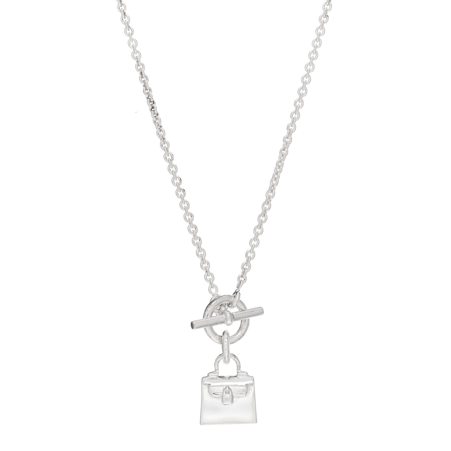 Hermes Sterling Silver Kelly Charm Pendant Necklace 1 of 4