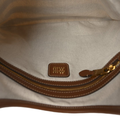 Miu Miu Canvas Calfskin Striped Ivy  Cacao Naturale 5 of 9