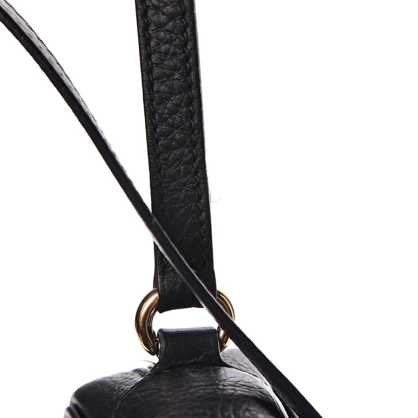 Pebbled Calfskin Small Soho Disco Bag Black