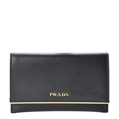 Prada Saffiano Metal Bar Flap Wallet Black 3 of 9