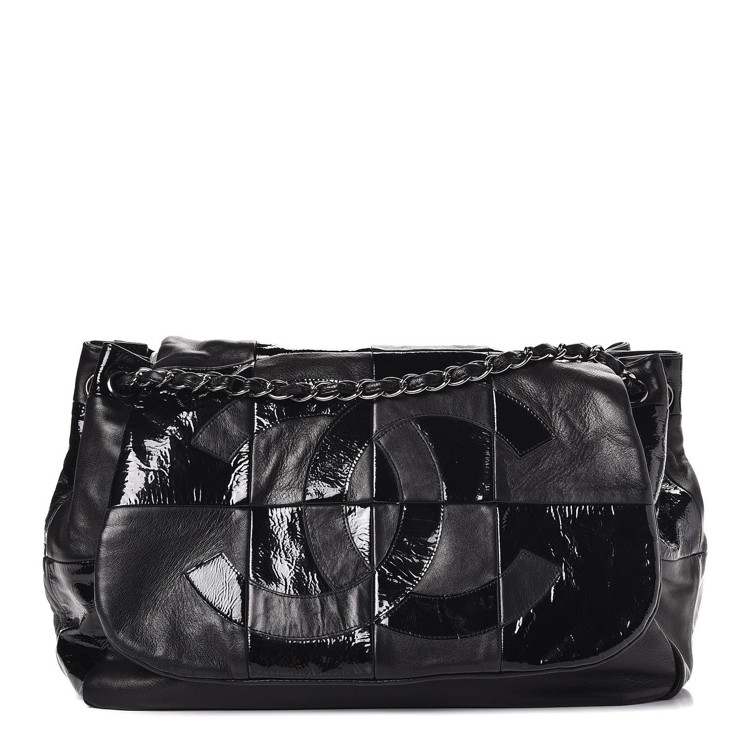 Chanel Lambskin Patent Calfskin Brooklyn Patchwork Flap Black 1 of 8