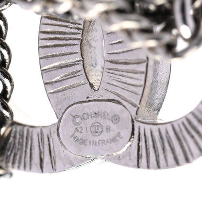 Chanel Crystal Chain CC Earrings Silver 4 of 5
