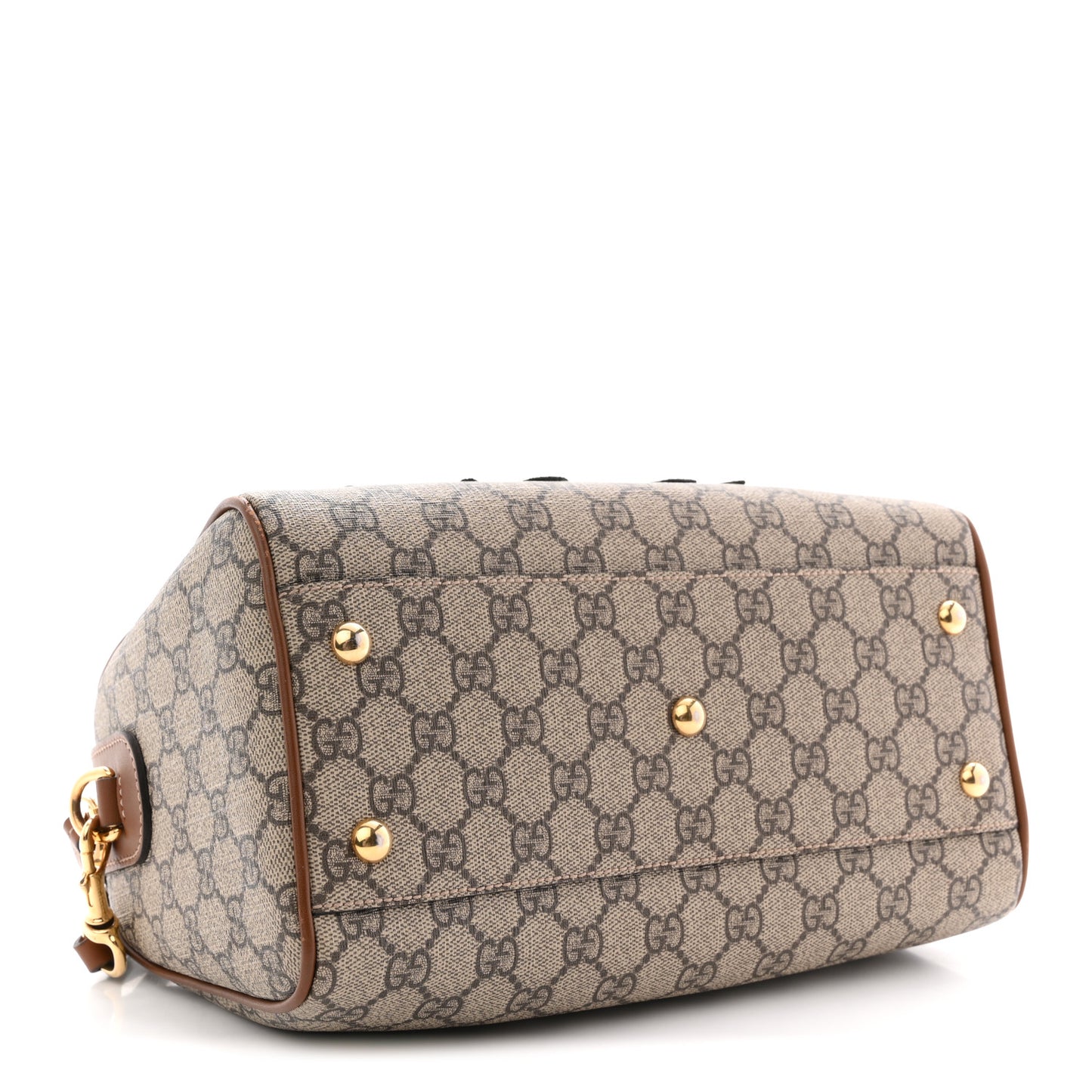 GG Supreme Monogram Floral Embroidered Small Boston Brown