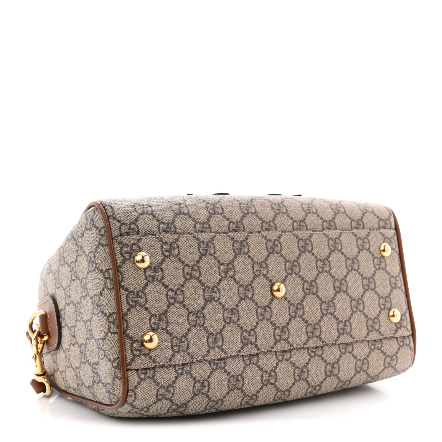 Gucci GG Supreme Monogram Floral Embroidered Small Boston Brown 4 of 12