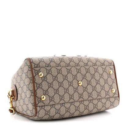 Gucci GG Supreme Monogram Floral Embroidered Small Boston Brown 4 of 12