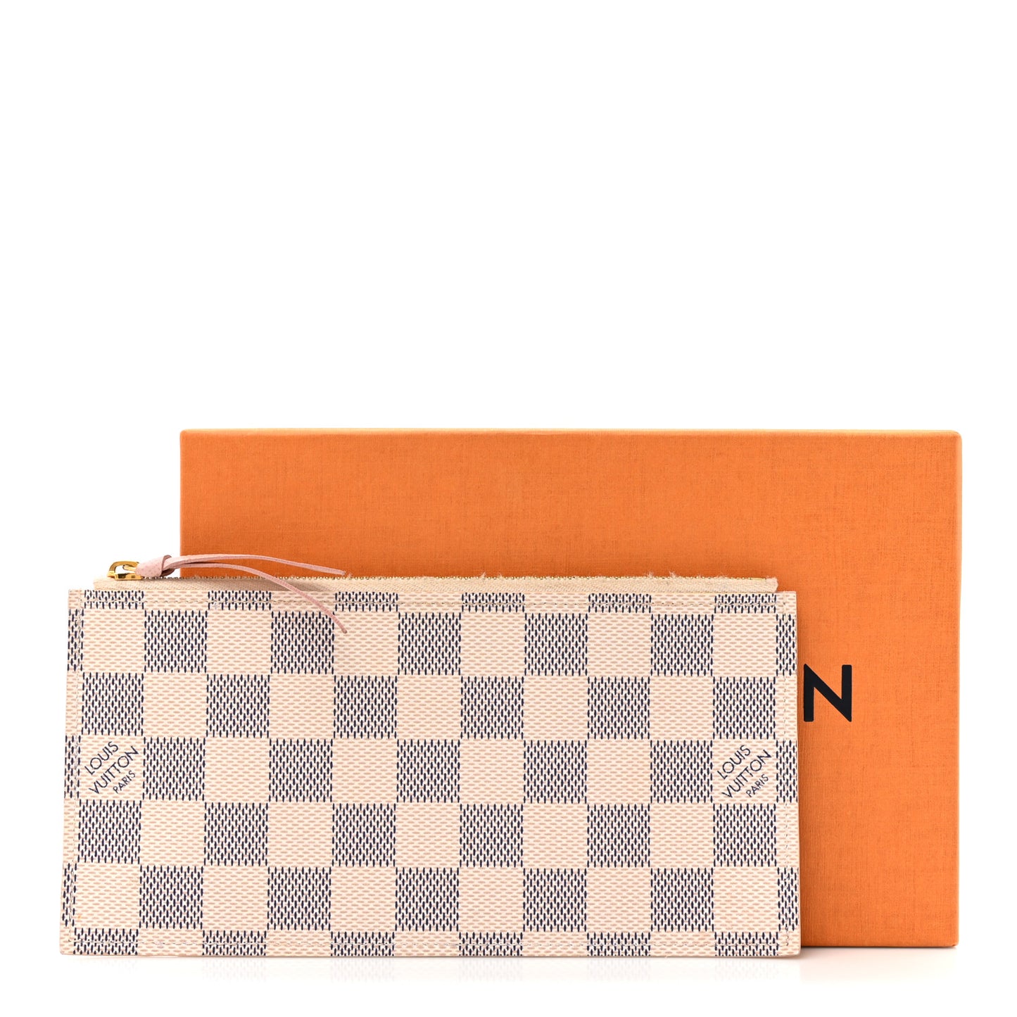 Damier Azur Felicie Chain Wallet Zippered Insert Rose Ballerine