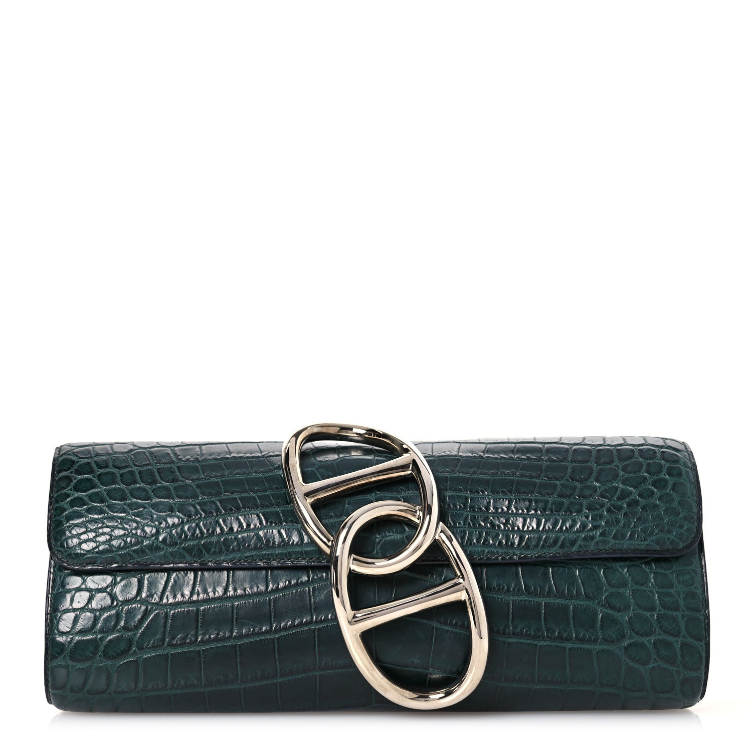 Hermes Matte Niloticus Crocodile Egee Clutch Vert Fonce 1 of 8