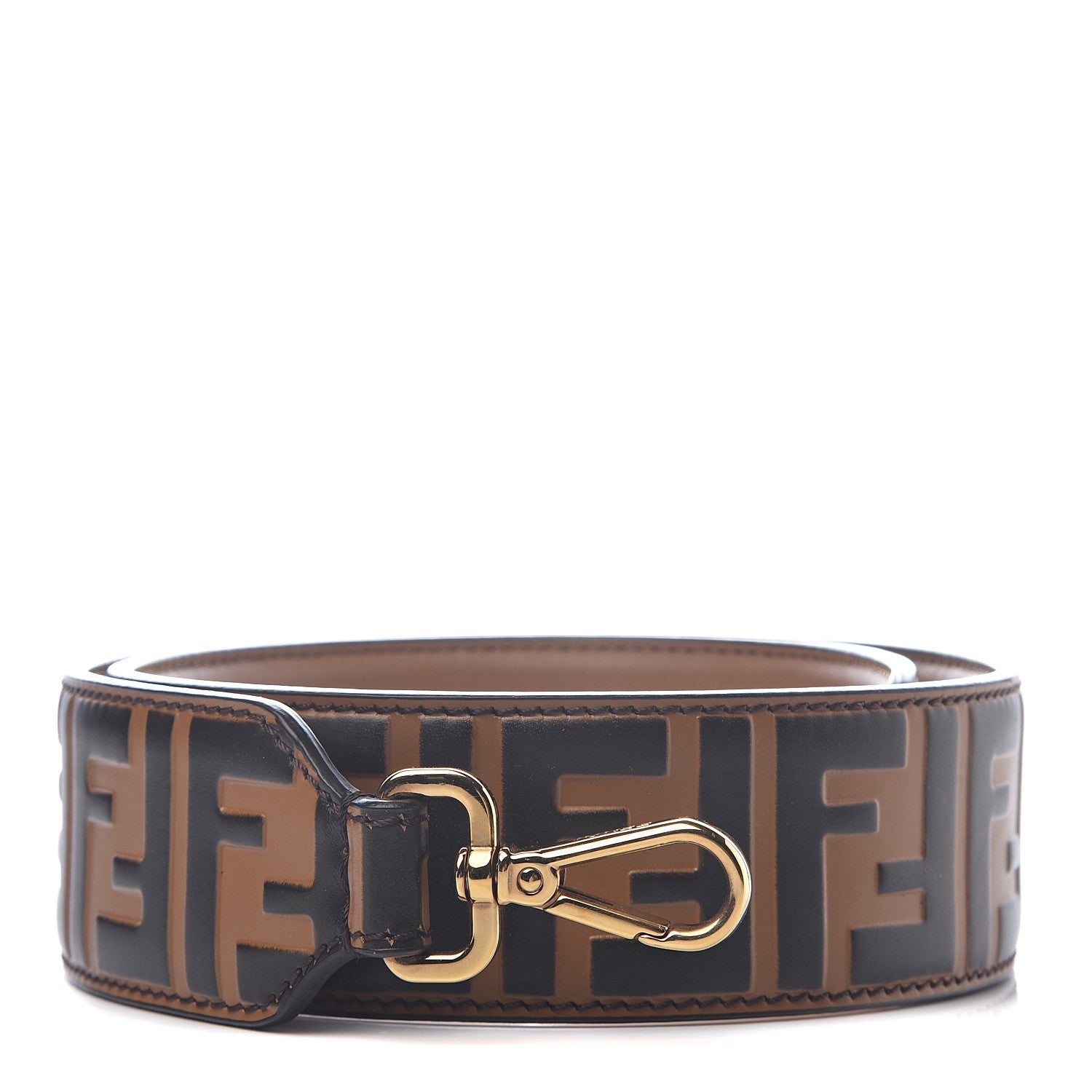 Fendi Vitello Century Bi-Color FF 1974 Embossed Strap You Maya Black 1 of 3