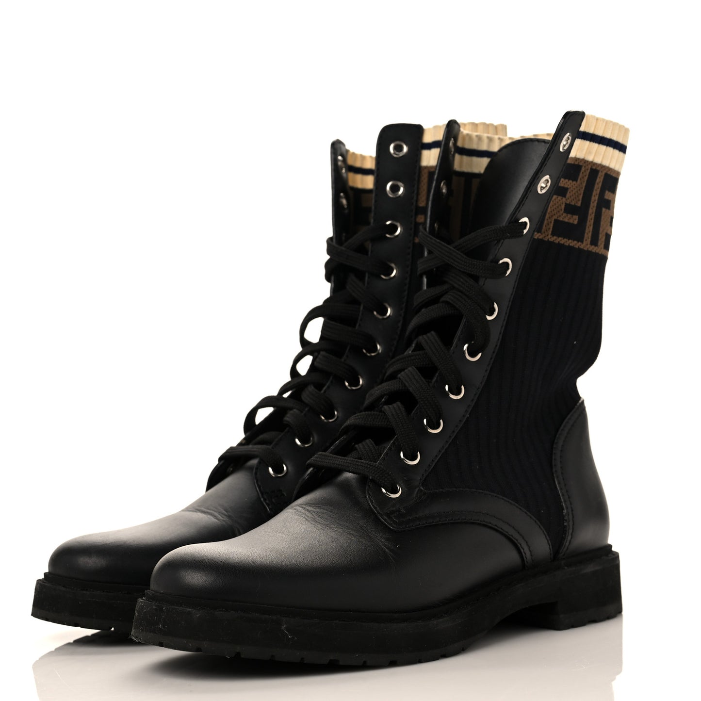 Calfskin Stretch Fabric Rockoko Biker Boots 38 Tobacco Black Marino
