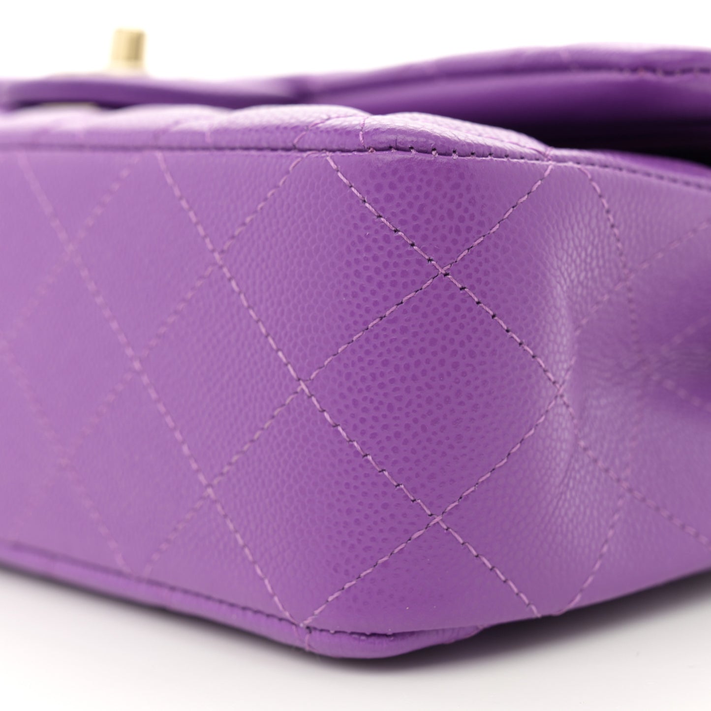 Caviar Quilted Medium Double Flap Purple