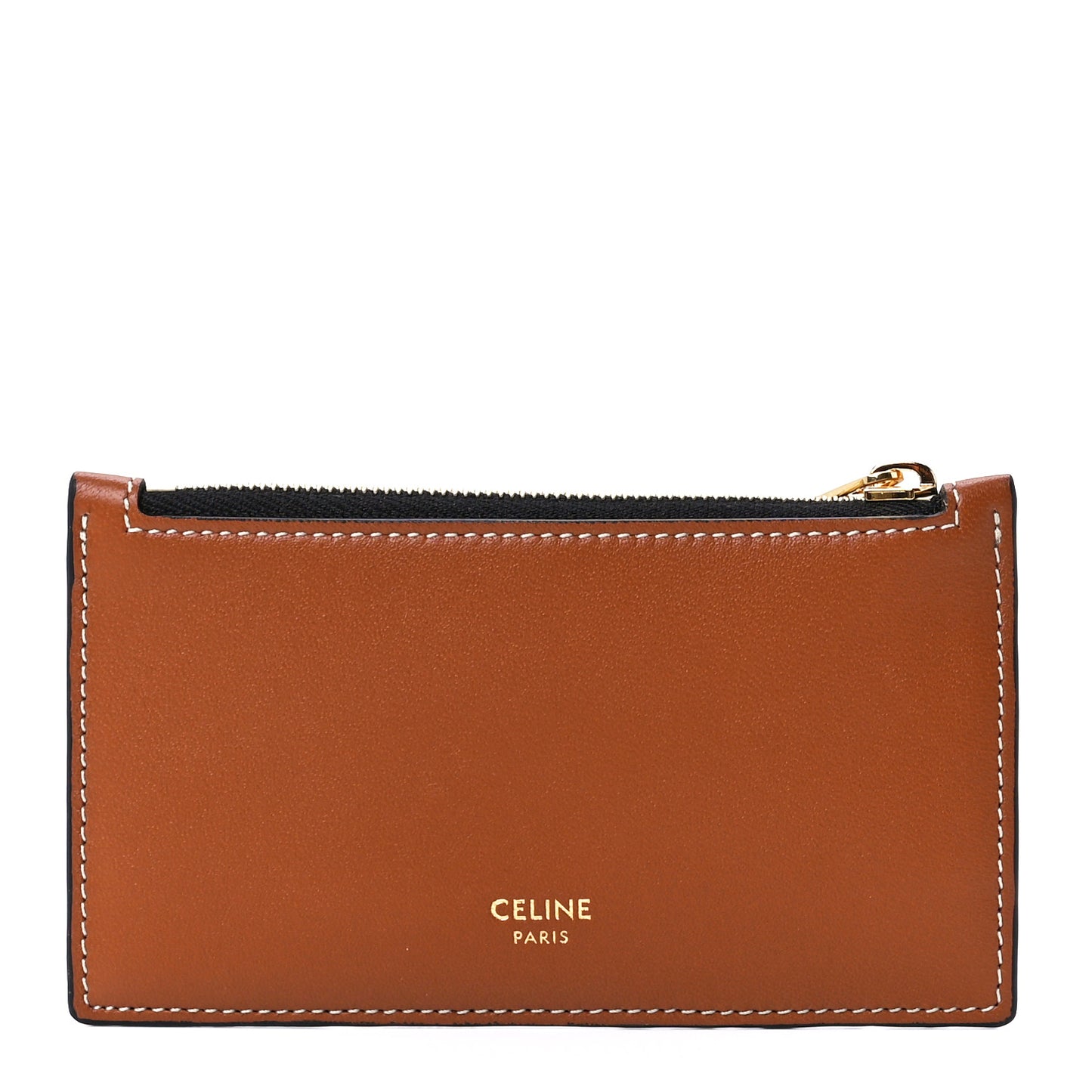 Triomphe Canvas Zipped Card Holder Tan