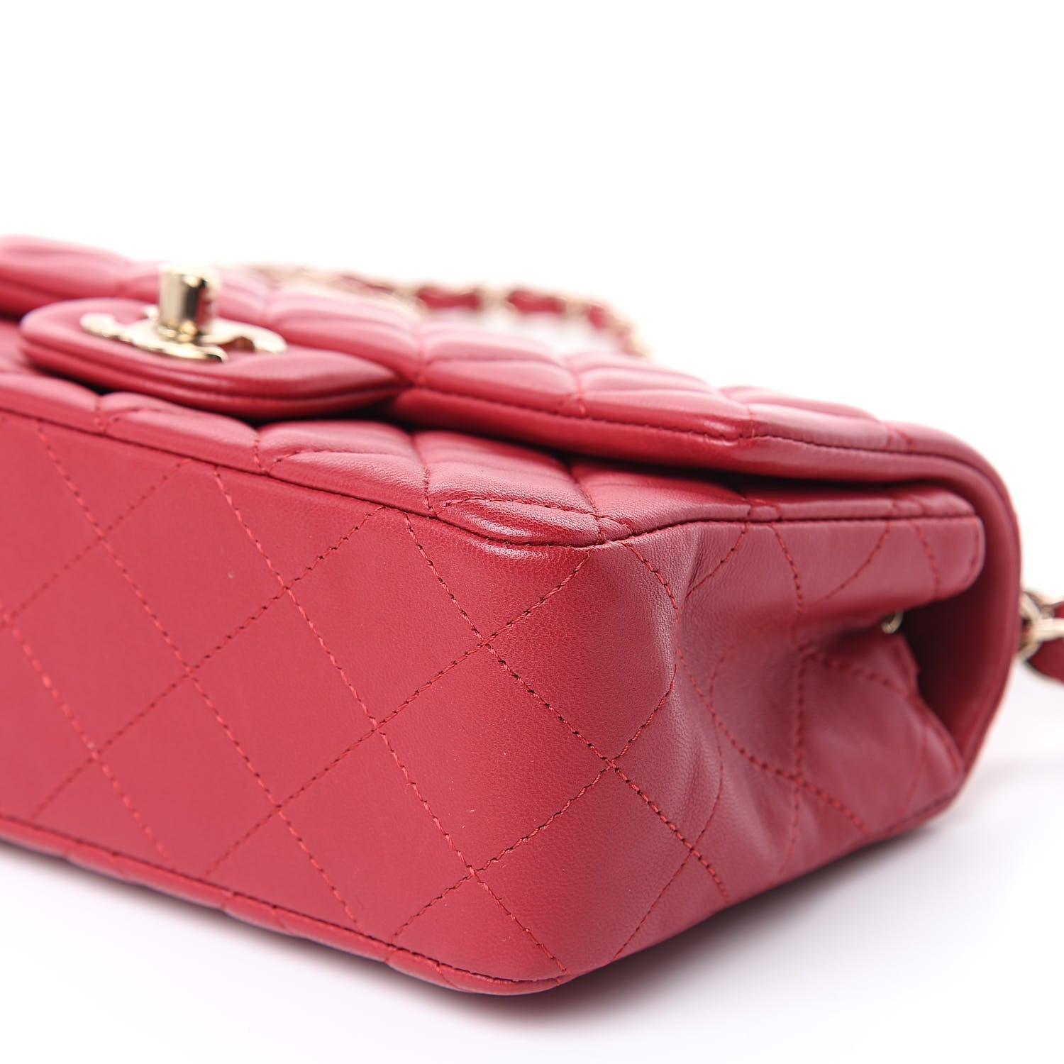 Chanel Lambskin Quilted Mini Rectangular Flap Red 9 of 11