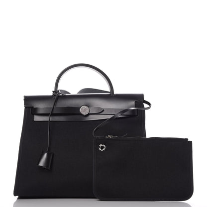 Hermes Military Toile Vache Hunter Herbag Zip PM 31 Black 3 of 8