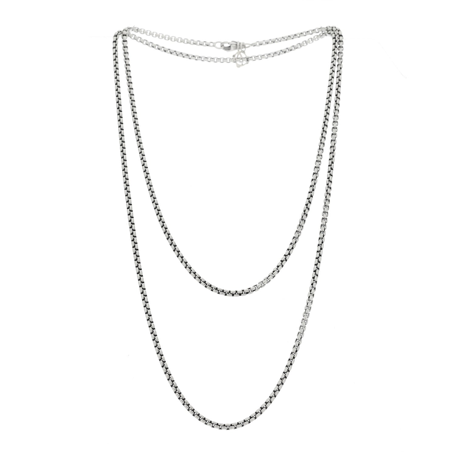 David Yurman Sterling Silver 14K Yellow Gold 2.7mm Small Box Chain Necklace 32.5" 5 of 7