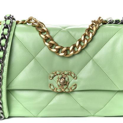 Chanel Goatskin Quilted Medium 19 Flap Light Green 11 of 12
