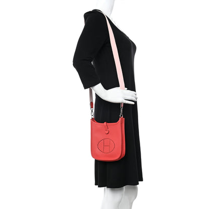 Hermes Taurillon Clemence Amazone Evelyne TPM Rouge Pivoine Rose Sakura 2 of 12
