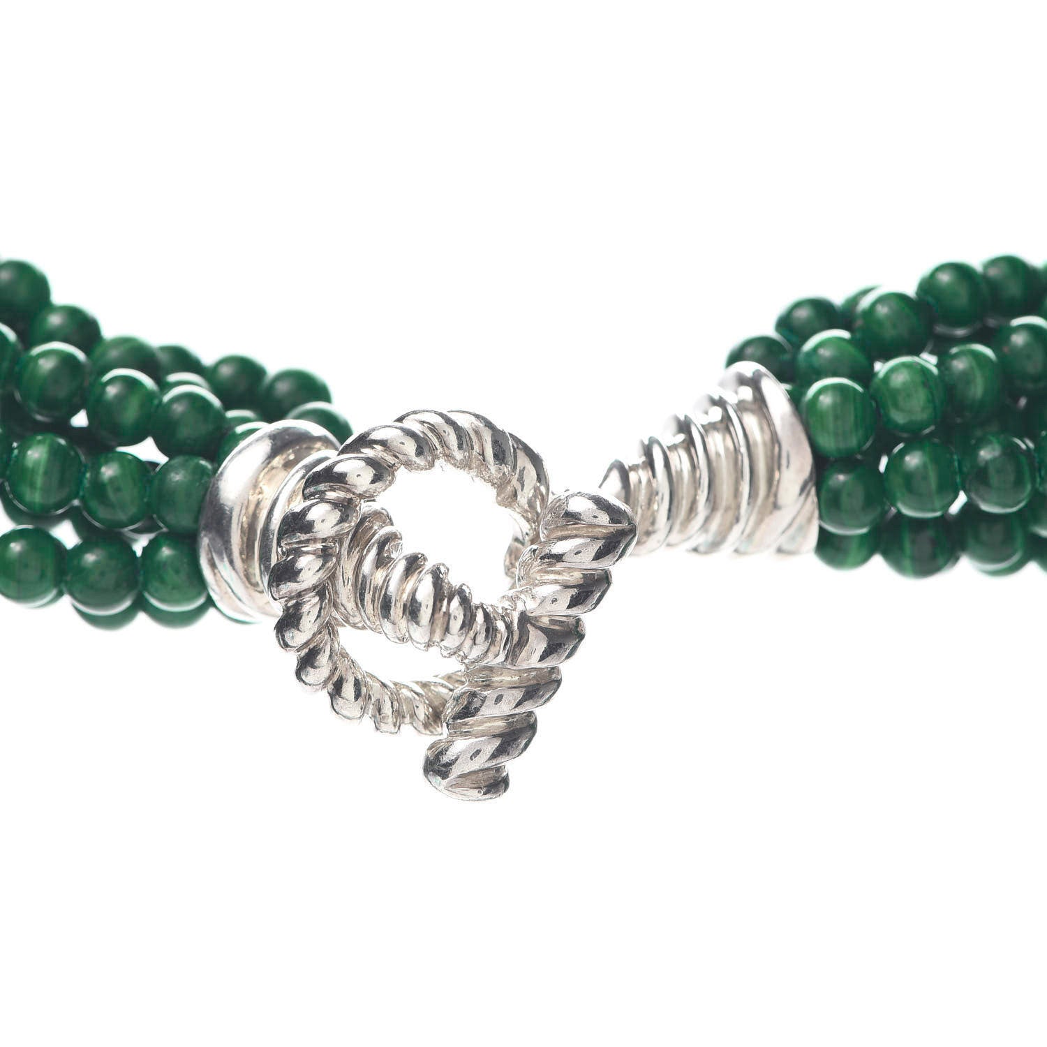 Tiffany Sterling Silver Malachite Torsade Toggle Necklace 4 of 5