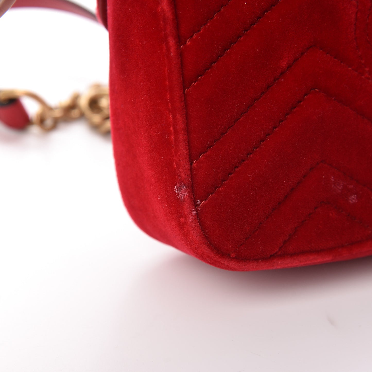 Velvet Matelasse Mini GG Marmont Shoulder Bag Hibiscus Red