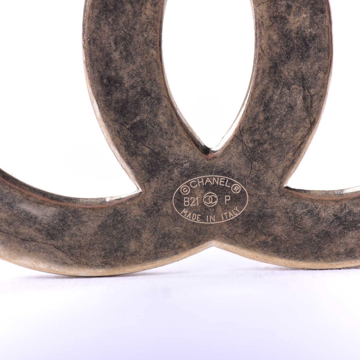 Metal CC Diamond Quilted Brooch Light Gold