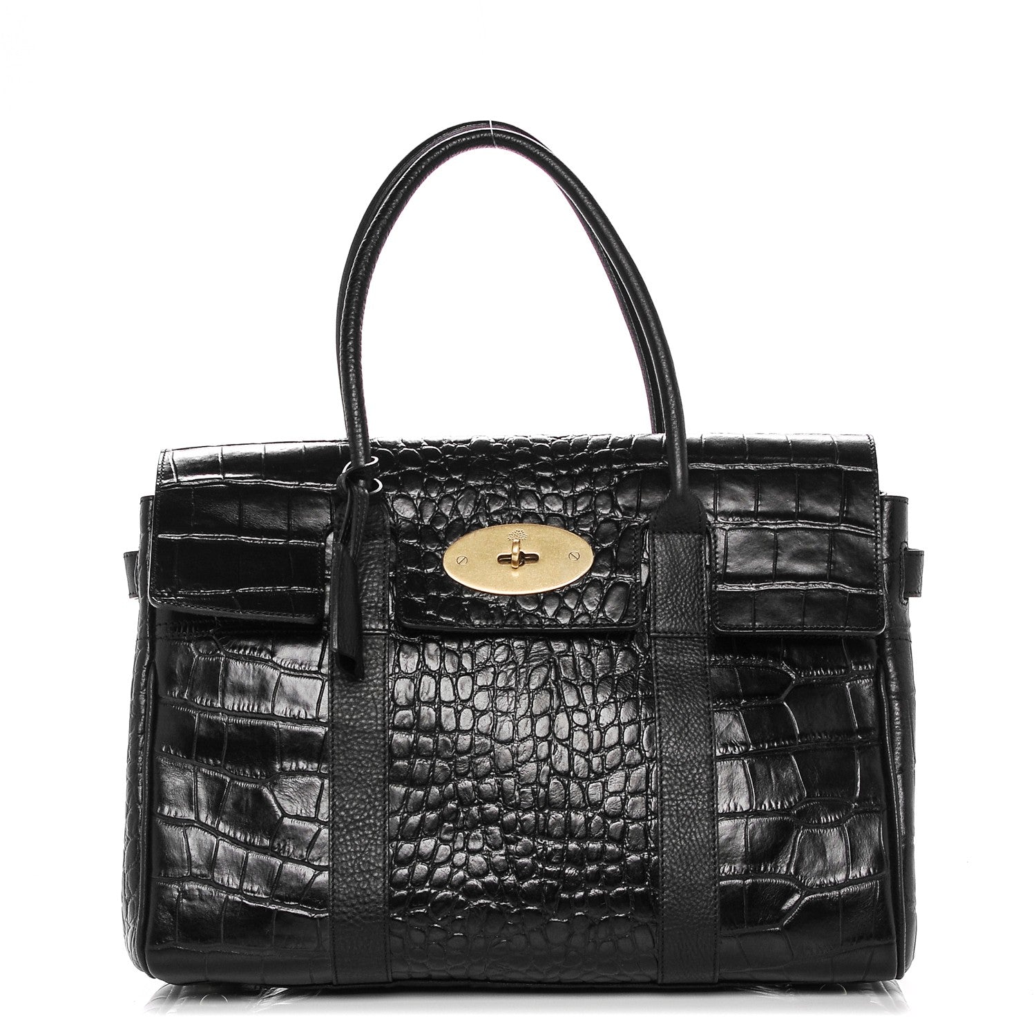 Mulberry Crocodile Embossed Bayswater Black 1 of 7