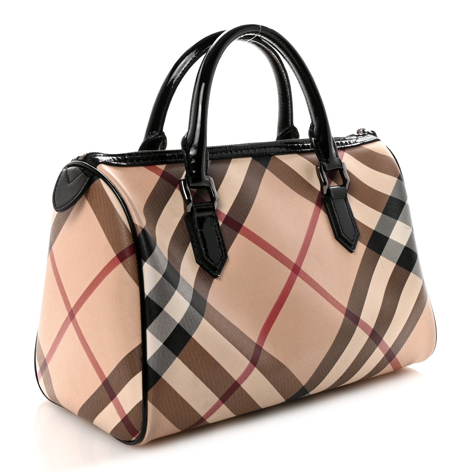Burberry Nova Check Patent Small Chester Bowling Bag Black 3 of 9