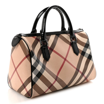 Burberry Nova Check Patent Small Chester Bowling Bag Black 3 of 9