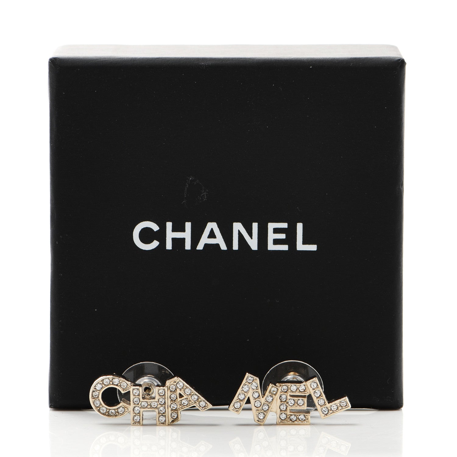 Chanel Crystal Pearl Signature Stud Earrings Gold 5 of 5