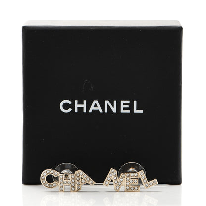 Chanel Crystal Pearl Signature Stud Earrings Gold 5 of 5