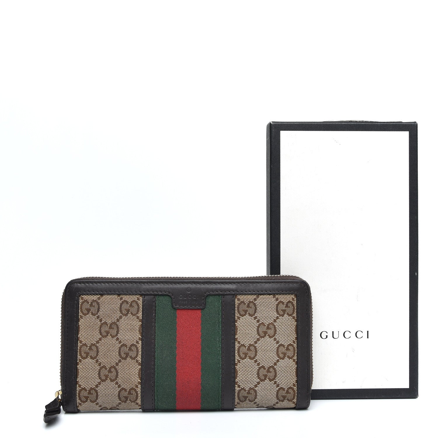 Gucci Monogram Web Rania Zip Around Wallet Dark Brown 8 of 8