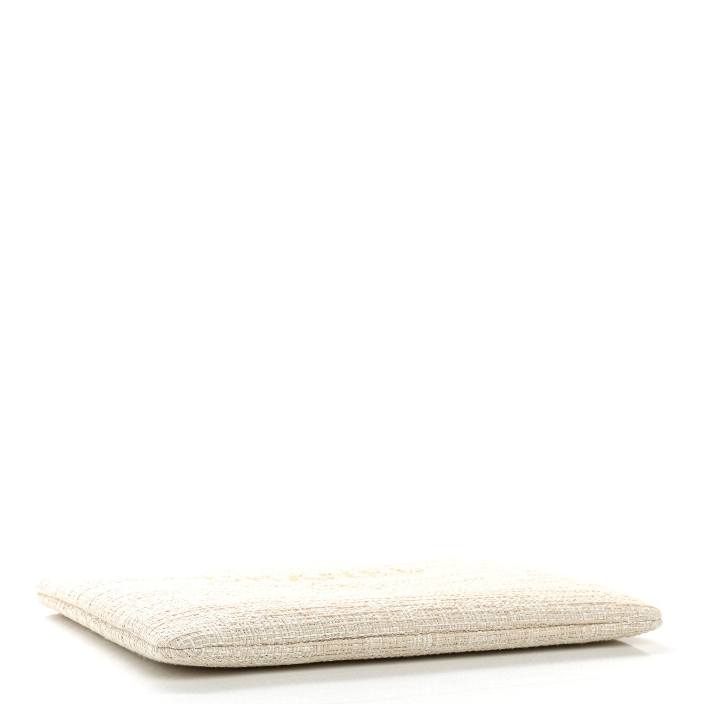 Woven Raffia Large Deauville Pouch White