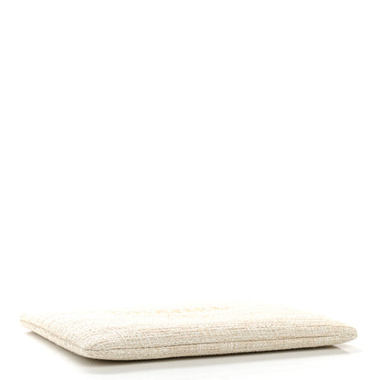 Chanel Woven Raffia Large Deauville Pouch White 4 of 8