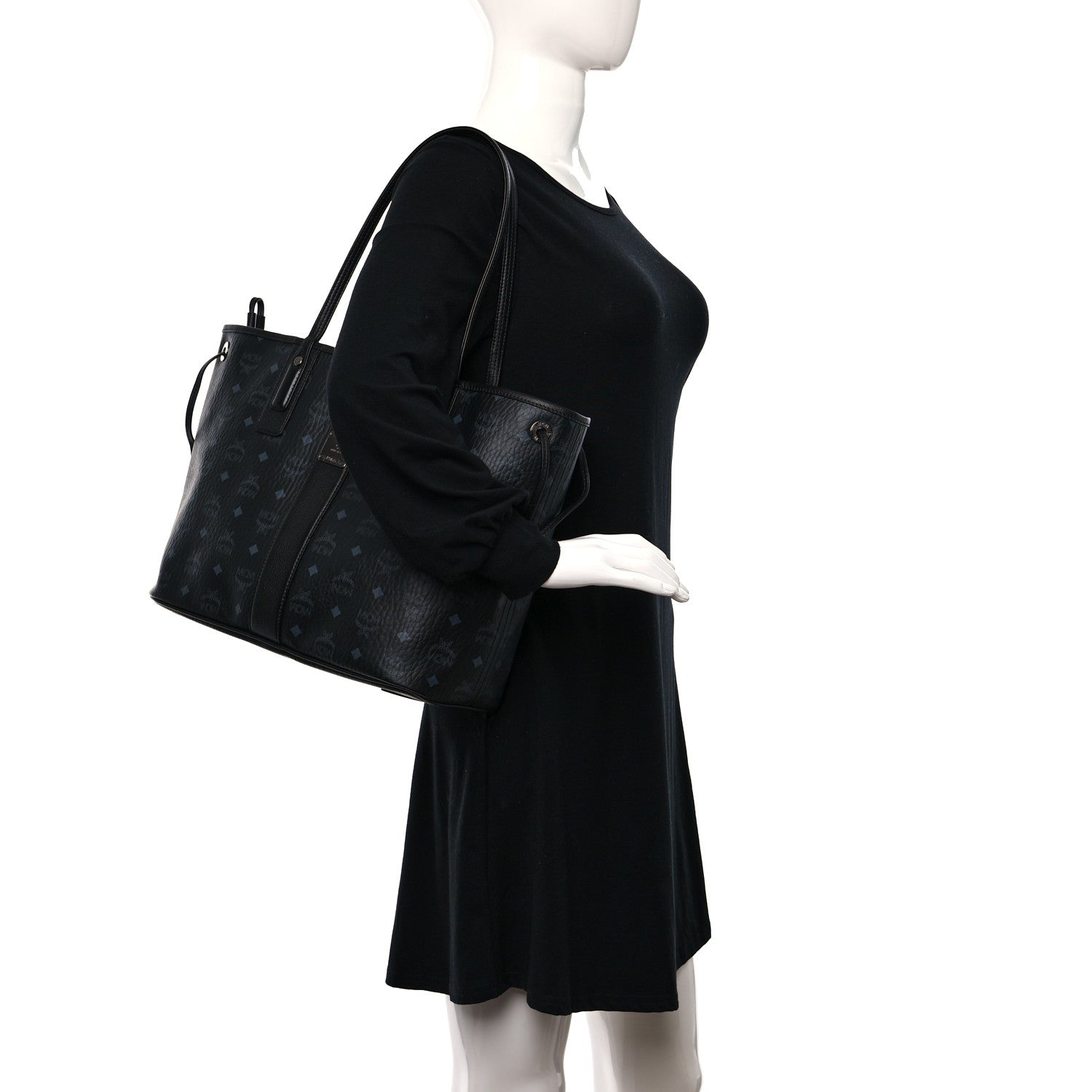 MCM Visetos Medium Liz Reversible Shopper Tote Black 2 of 16