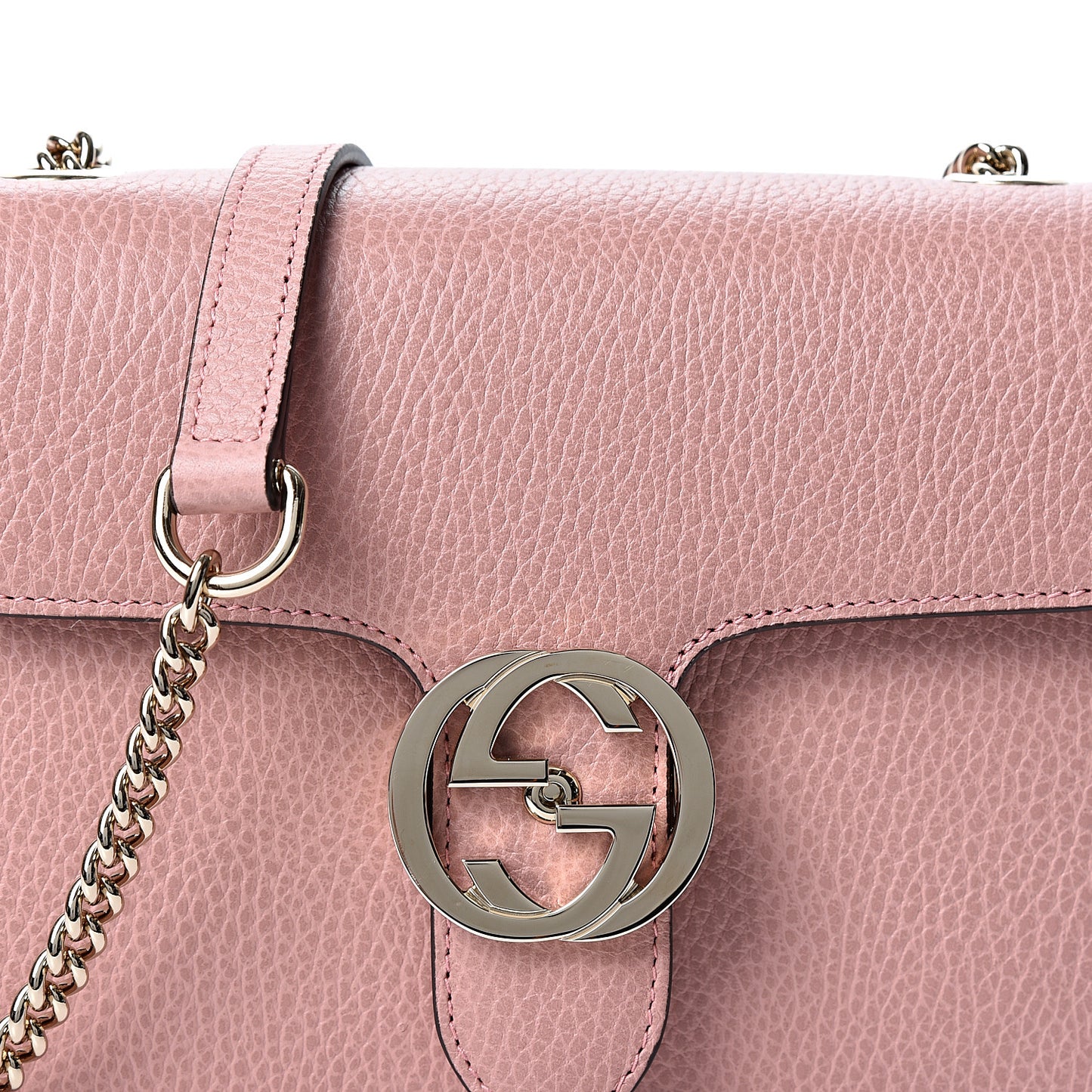 Dollar Calfskin Small Interlocking G Shoulder Bag Soft Pink